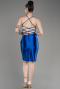 Sax Blue Backless Short Satin Cocktail Dress ABK2078