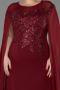 Burgundy Long Chiffon Sleeve Plus Size Evening Dress ABU3913