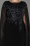 Black Long Chiffon Sleeve Plus Size Evening Dress ABU3913