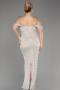 Mink Shoulder Low Cut Long Sequin Plus Size Evening Dress ABU3919