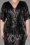 Black Short Sleeve Sequin Long Plus Size Evening Gown ABU3922