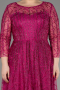 Fuchsia Long Sleeve Laced Plus Size Evening Dress ABU3932