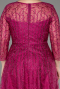 Fuchsia Long Sleeve Laced Plus Size Evening Dress ABU3932