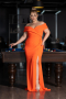 Long Orange Plus Size Evening Dress ABU3172