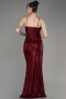 Burgundy Long Scaly Evening Dress ABU3246