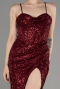 Burgundy Long Scaly Evening Dress ABU3246