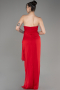 Red Strapless Slit Long Chiffon Evening Dress ABU3947