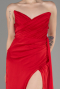 Red Strapless Slit Long Chiffon Evening Dress ABU3947