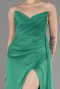 Green Strapless Slit Long Chiffon Evening Dress ABU3947
