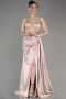 Beige Long Satin Evening Dress ABU3875