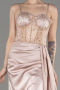 Beige Long Satin Evening Dress ABU3875