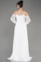 White Long Chiffon Slit Evening Dress ABU3914