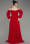 Red Long Chiffon Slit Evening Dress ABU3914