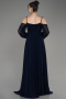 Navy Blue Long Chiffon Slit Evening Dress ABU3914