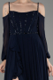 Navy Blue Long Chiffon Slit Evening Dress ABU3914