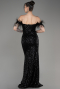 Black Strapless Slit Long Sequined Evening Gown ABU3953