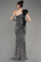 Black One Shoulder Scaly Evening Gown ABU3956