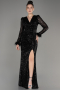 Long Black Scaly Mermaid Prom Dress ABU3177