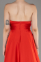 Coral Strapless Long Satin Prom Dress ABU3965