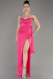 Fuchsia Strapless Slit Long Chiffon Evening Dress ABU3947