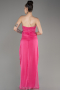 Fuchsia Strapless Slit Long Chiffon Evening Dress ABU3947
