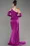 Fuchsia One Sleeve Long Formal Evening Dress ABU3976