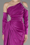 Fuchsia One Sleeve Long Formal Evening Dress ABU3976