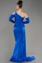Sax Blue One Sleeve Long Formal Evening Dress ABU3976