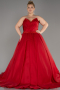 Long Red Plus Size Engagement Dress ABU3619