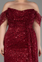 Burgundy Long Scaly Plus Size Engagement Dress ABU3579
