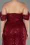 Burgundy Long Scaly Plus Size Engagement Dress ABU3579
