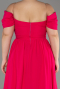 Fuchsia Long Chiffon Plus Size Evening Dress ABU3738