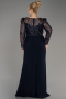 Long Navy Blue Plus Size Engagement Dress ABU3808