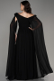 Black Slit Shawl Long Chiffon Evening Dress ABU4001