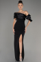 Black Slit Long Evening Dress ABU4024