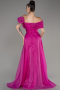 Fuchsia Off The Shoulder Slit Ball Gown Dress ABU4044