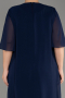 Navy Blue Short Sleeve Chiffon Midi Plus Size Evening Dress ABK2108