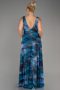 Oil Green Sleeveless Printed Chiffon Plus Size Prom Dress ABU4050