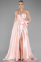 Powder Color Long Satin Evening Dress ABU3674