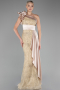 Gold One Shoulder Glitter Long Evening Gown ABU4059