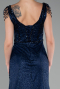 Navy Blue Stone Embroidered Long Plus Size Evening Gown ABU4276