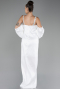 White Slit Long Plus Size Evening Dress ABU3921