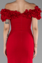 Red Boat Neck Slit Long Evening Dress ABU4080