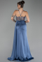 Indigo Underwire On Top Slit Long Satin Eevning Gown ABU4090