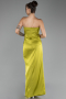 Pistachio Green Strapless Slit Long Satin Prom Gown ABU4071