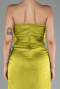 Pistachio Green Strapless Slit Long Satin Prom Gown ABU4071