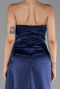 Navy Blue Strapless Slit Long Satin Prom Gown ABU4093