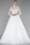 White Long Sleeve Embroidered Glitter Helen Wedding Dress ABG095