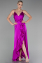 Fuchsia Front Short Back Long Satin Prom Gown ABO135