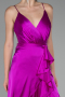 Fuchsia Front Short Back Long Satin Prom Gown ABO135